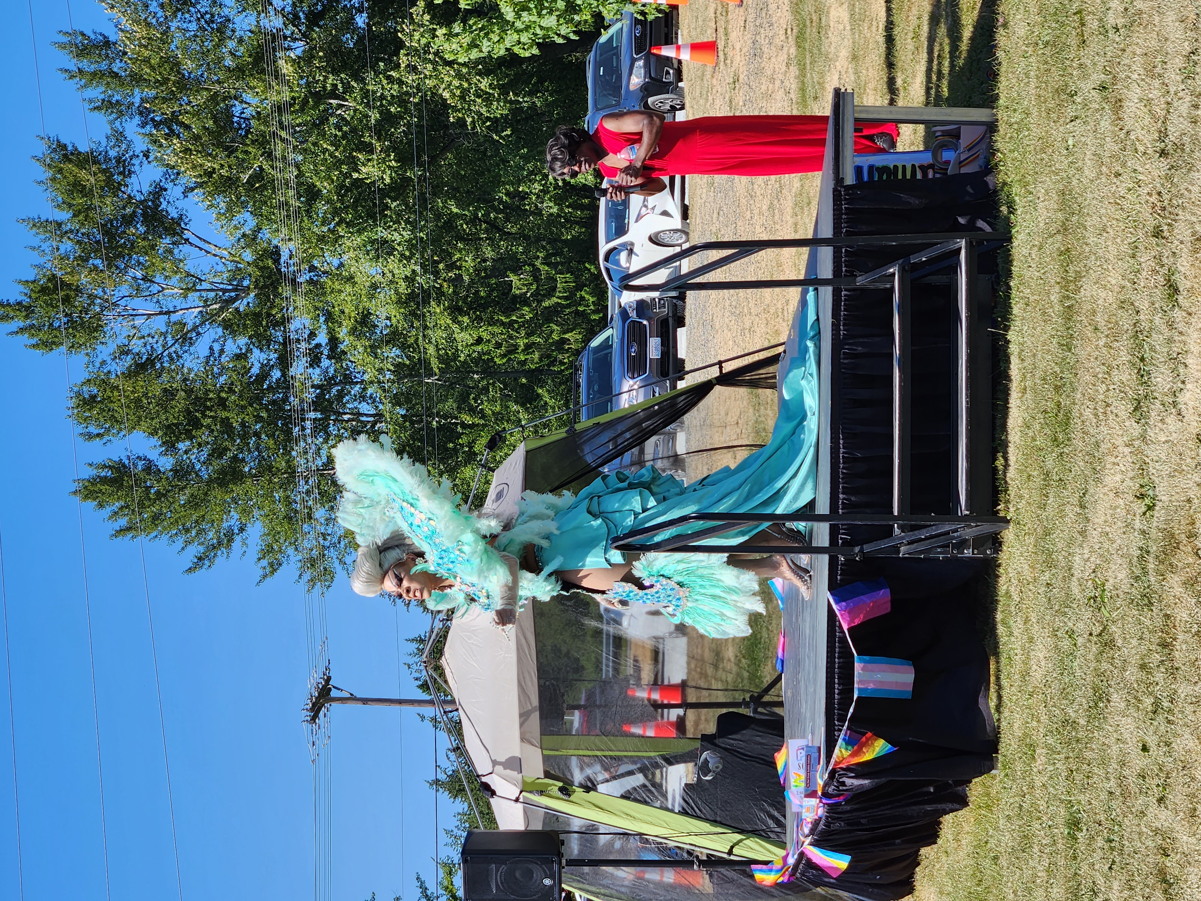 Performer on stage at Stanwood-Camano Pride